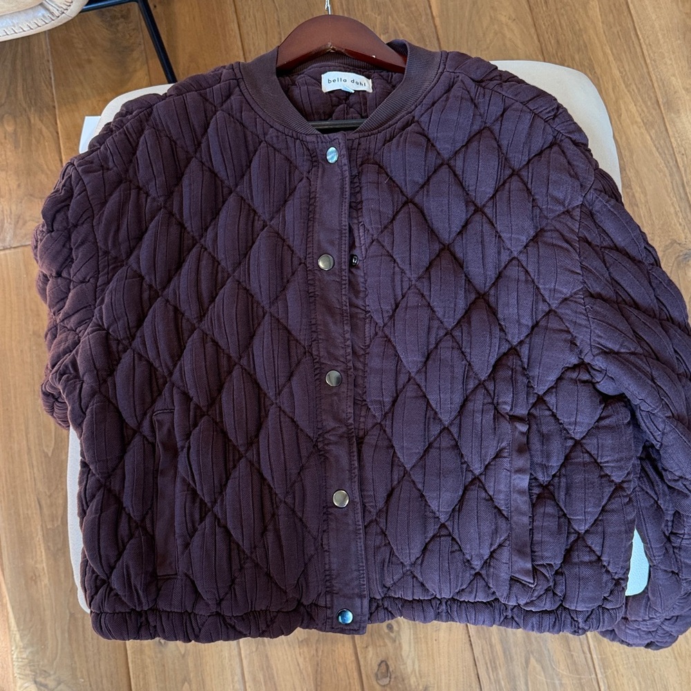 NWOT Bella Dahl French Roast Quilted Bomber Jacket - Picture 5 of 9